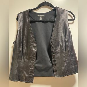Vintage Black Leather Vest | Size M